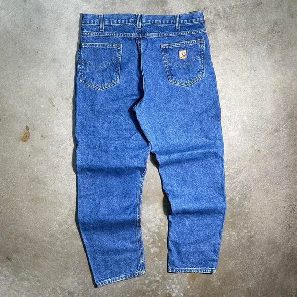 Vintage Carhartt Blue Denim Jeans Mens 38x30 Medium Wash Baggy Skater Pants - Picture 2 of 5